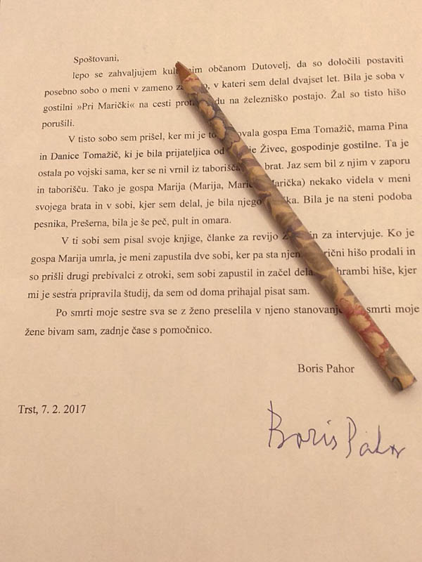 Pismo Borisa Pahorja